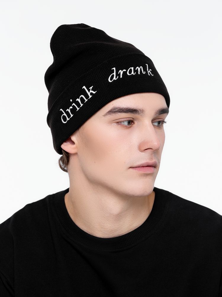 Шапка с вышивкой Drunk, черная в Пензе